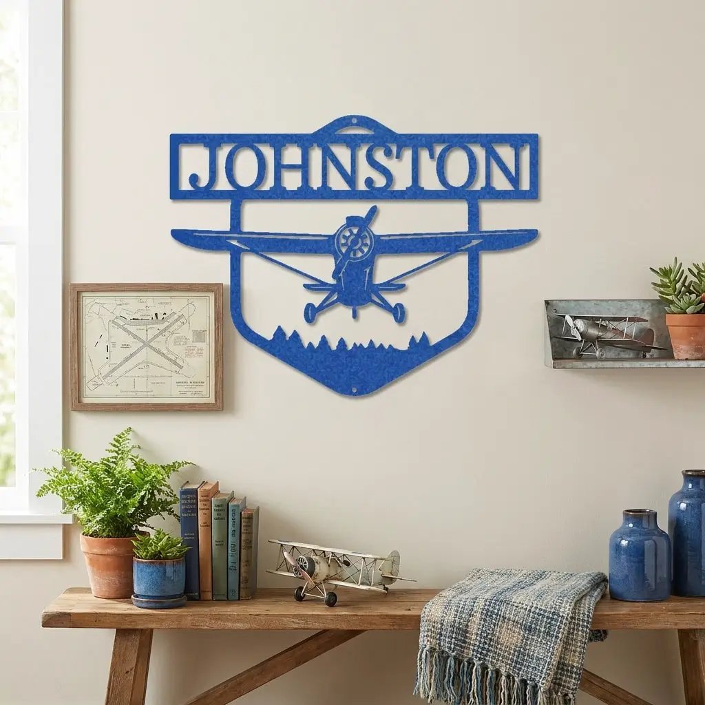 Personalized Airplane Metal Wall Art – Custom Pilot Name Sign – Aviation Decor – Aircraft Wall Art – Gift for Pilots