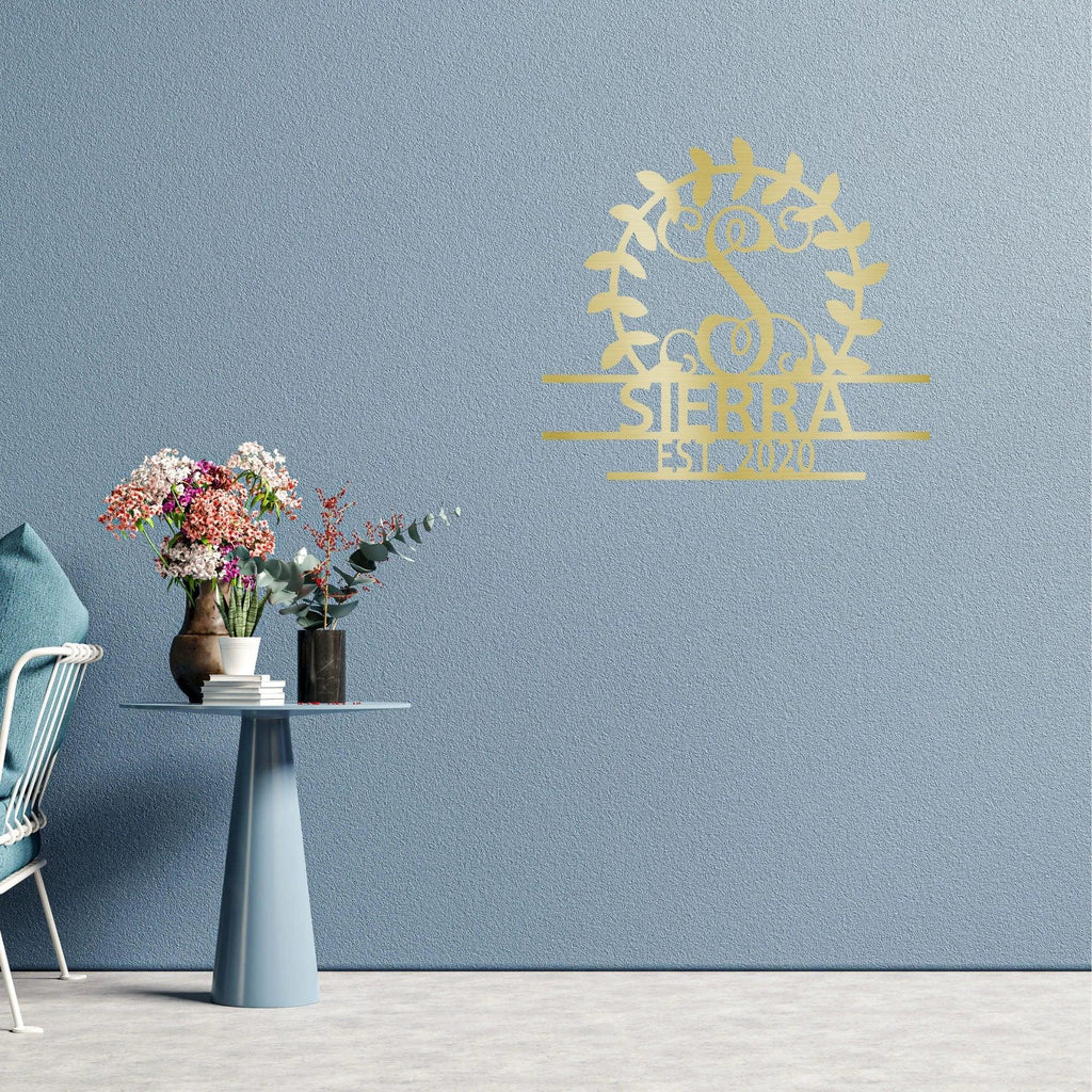 Custom Crest Metal Wall Sign – Personalized Family Name, Monogram, and Established Year – Made in the USA – 5 Sizes & Colors