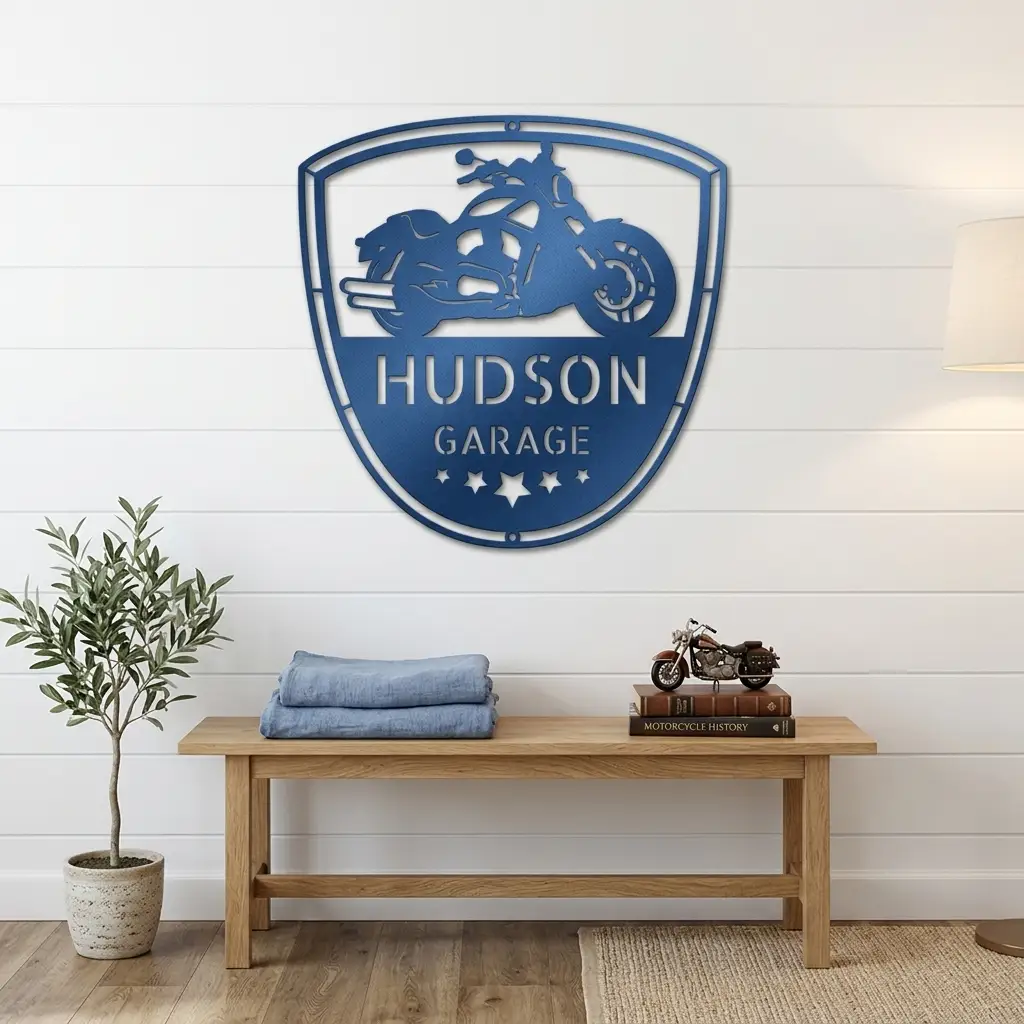 Motorcycle Biker Personalized Name Indoor Outdoor Steel Wall Sign