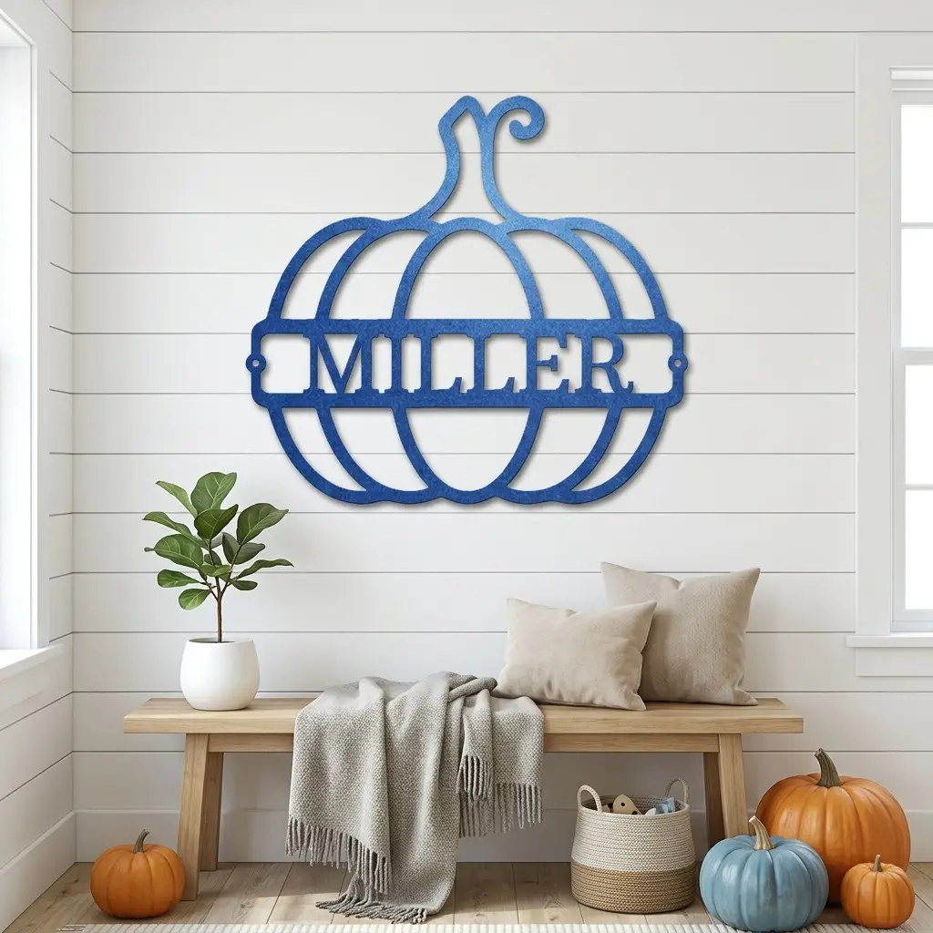 Personalized Pumpkin Metal Sign | Custom Fall Name Sign | Pumpkin Wall Decor | Autumn & Thanksgiving Metal Art | Housewarming Gift | Made in USA
