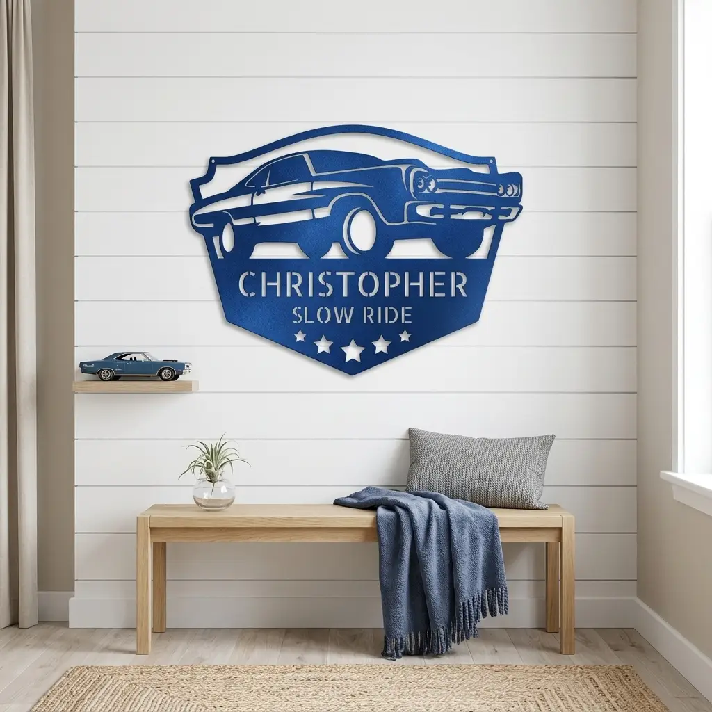Classic Car Custom Name Indoor Outdoor Steel Wall Sign