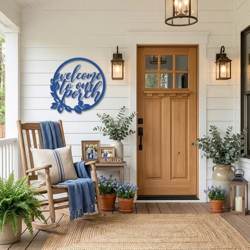 Welcome to Our Porch Indoor Outdoor Steel Wall Sign