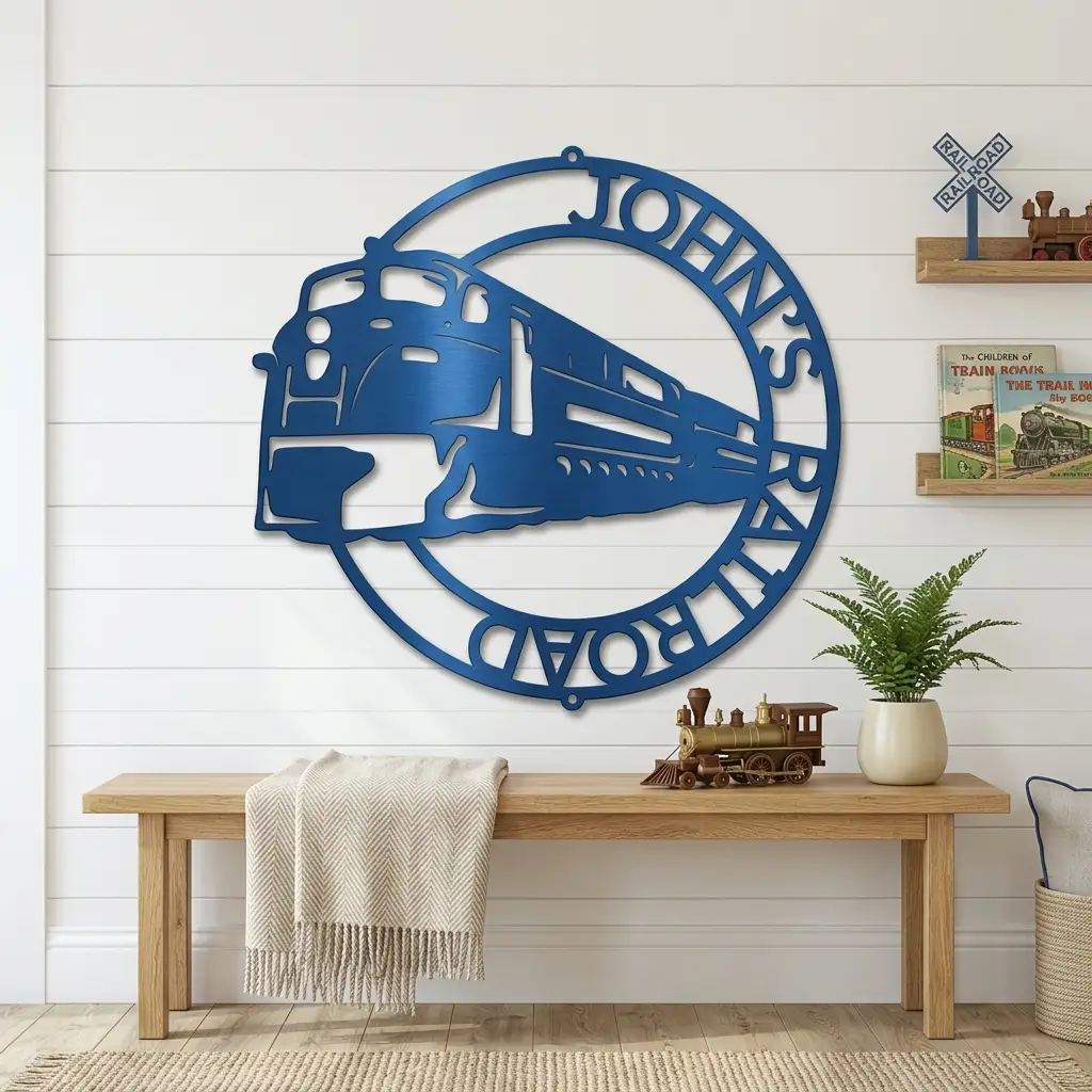 Railroad Train Metal Wall Art – Locomotive Wall Decor – Railroad Enthusiast Gift – Train Lover Wall Sign