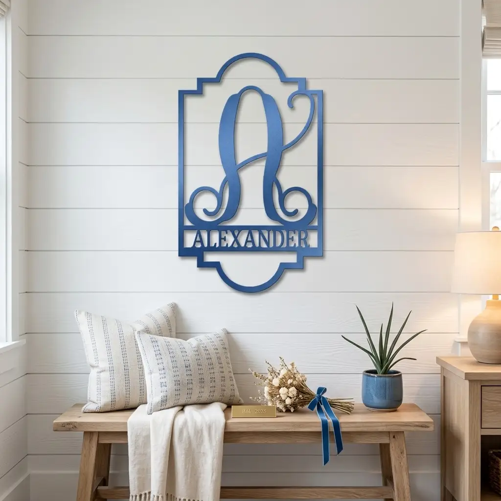 Regal Monogram Custom Name and Initial Metal Wall Art