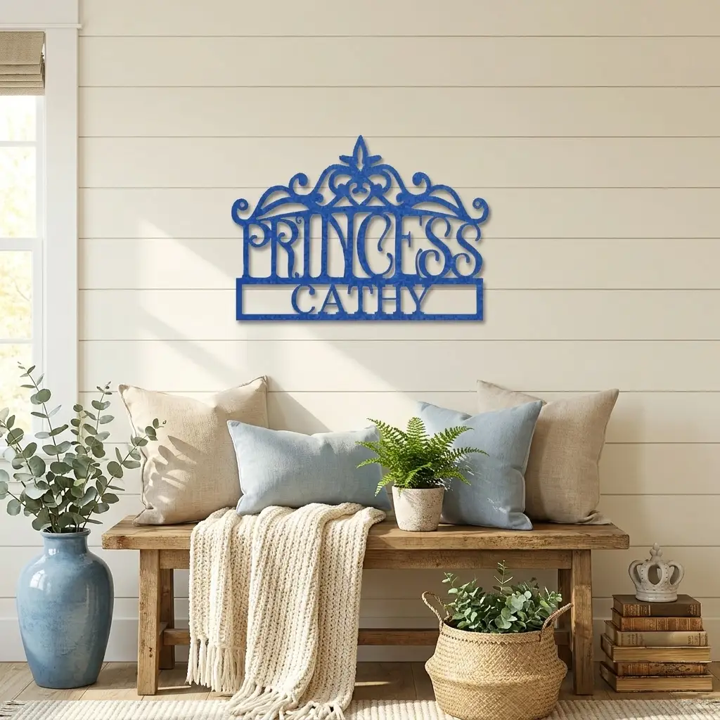 Personalized Princess Crown Metal Wall Art | Custom Princess Name Sign | Princess Bedroom Decor | Girls Room Metal Sign | Made in USA