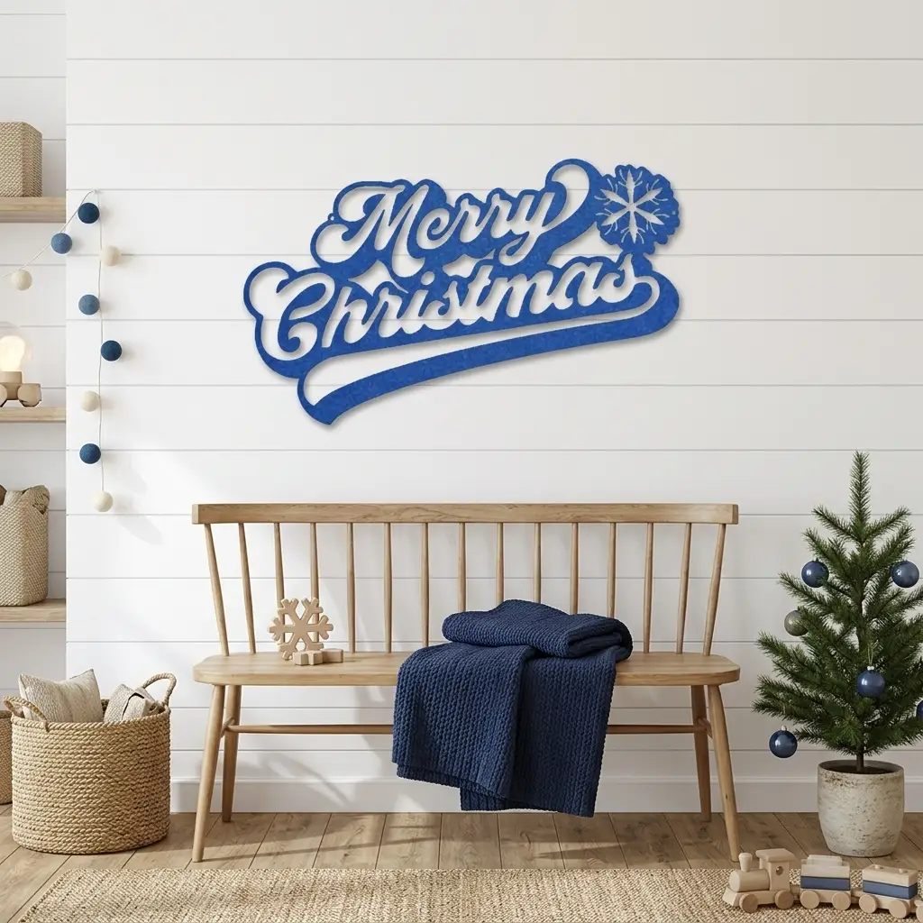 Classic "Merry Christmas" Metal Wall Sign - Bring Holiday Cheer to Any Room