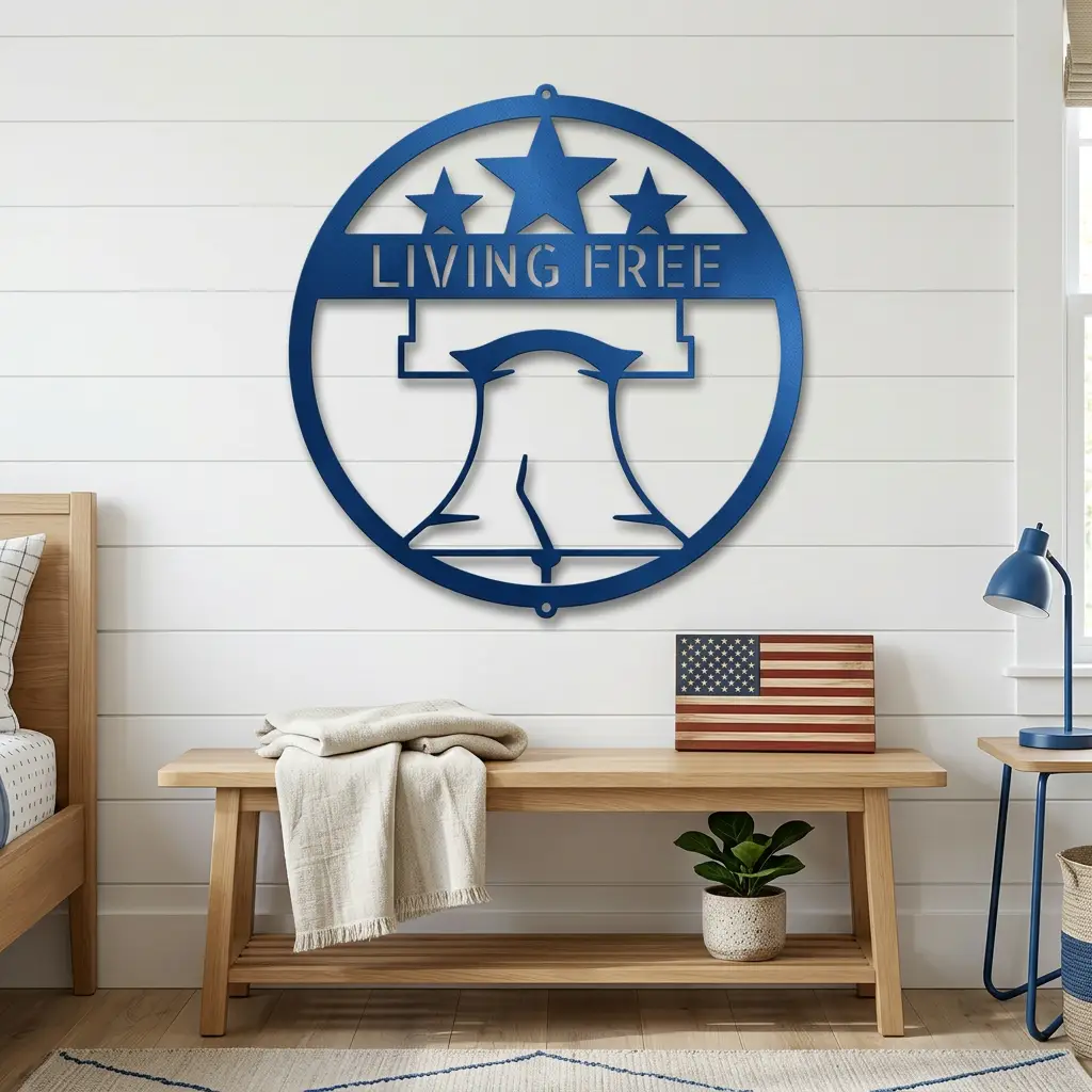 Personalized Liberty Bell Metal Sign | Custom Patriotic Wall Art | American Freedom Decor | Liberty Bell Steel Wall Hanging | Made in USA