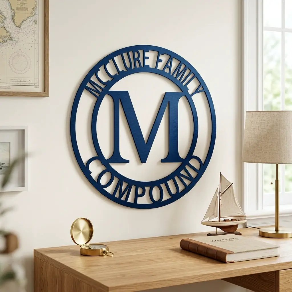 Letter Family Name Personalized Indoor Outdoor Steel Wall Sign Art