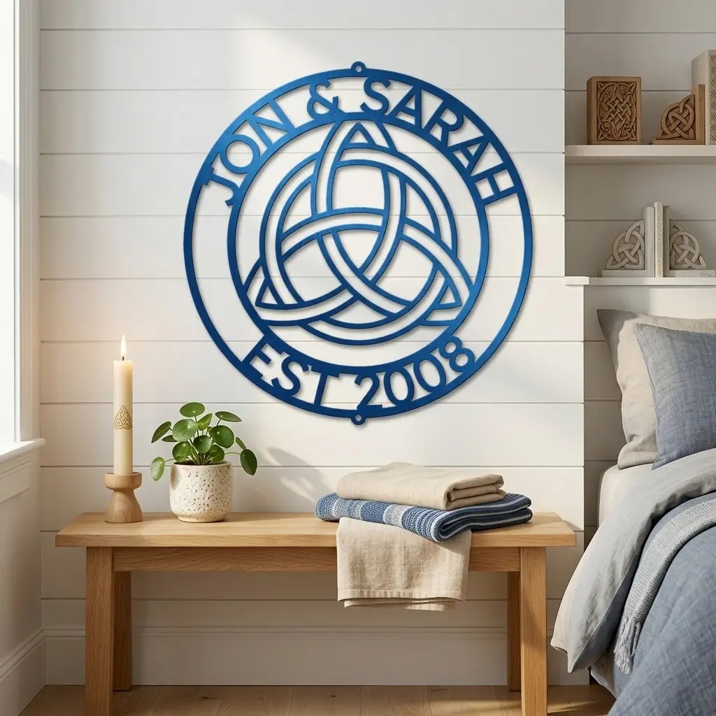 Personalized Celtic Knot Metal Wall Art | Custom Wedding Name Sign | Celtic Trinity Knot Steel Wall Decor | Anniversary Gift | Made in USA