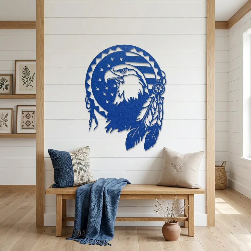 Bald Eagle Patriotic Native American Metal Art Wall Sign