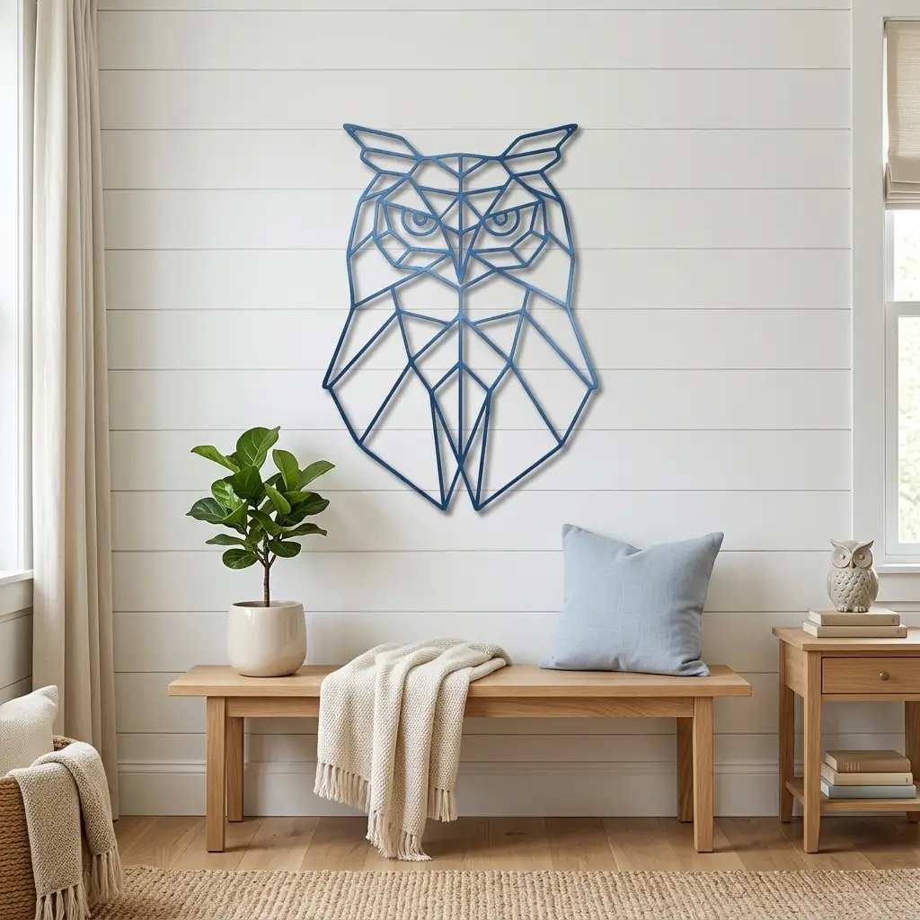 Geometric Owl Metal Wall Art | Modern Owl Metal Decor | Abstract Polygon Owl Wall Hanging | Contemporary Wildlife Wall Art | Nature Inspired Home Decor | Made in USA