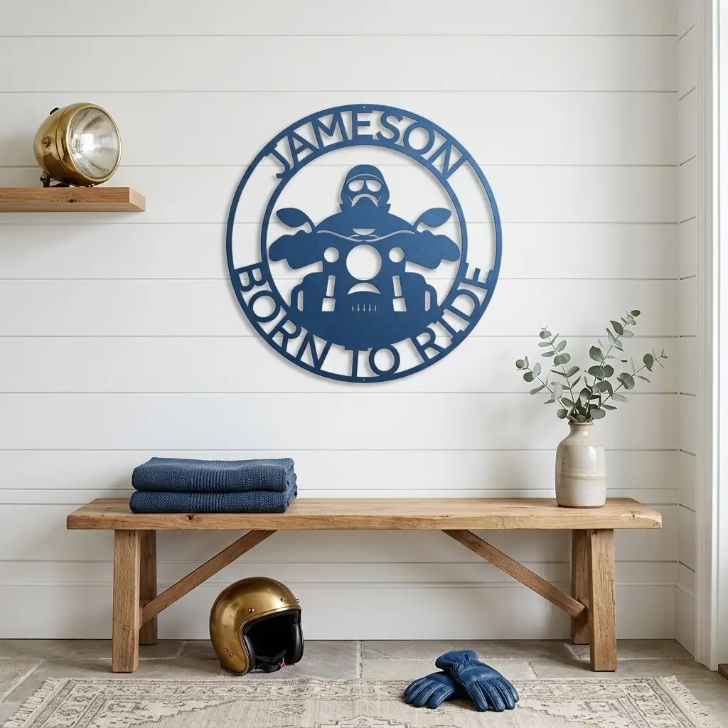 Motorcycle Rider Personalized Metal Wall Art, Custom Name Biker Sign, Born to Ride Motorcycle Decor, Garage Man Cave Wall Sign, Motorcycle Gift for Men, Dad, Husband or Rider