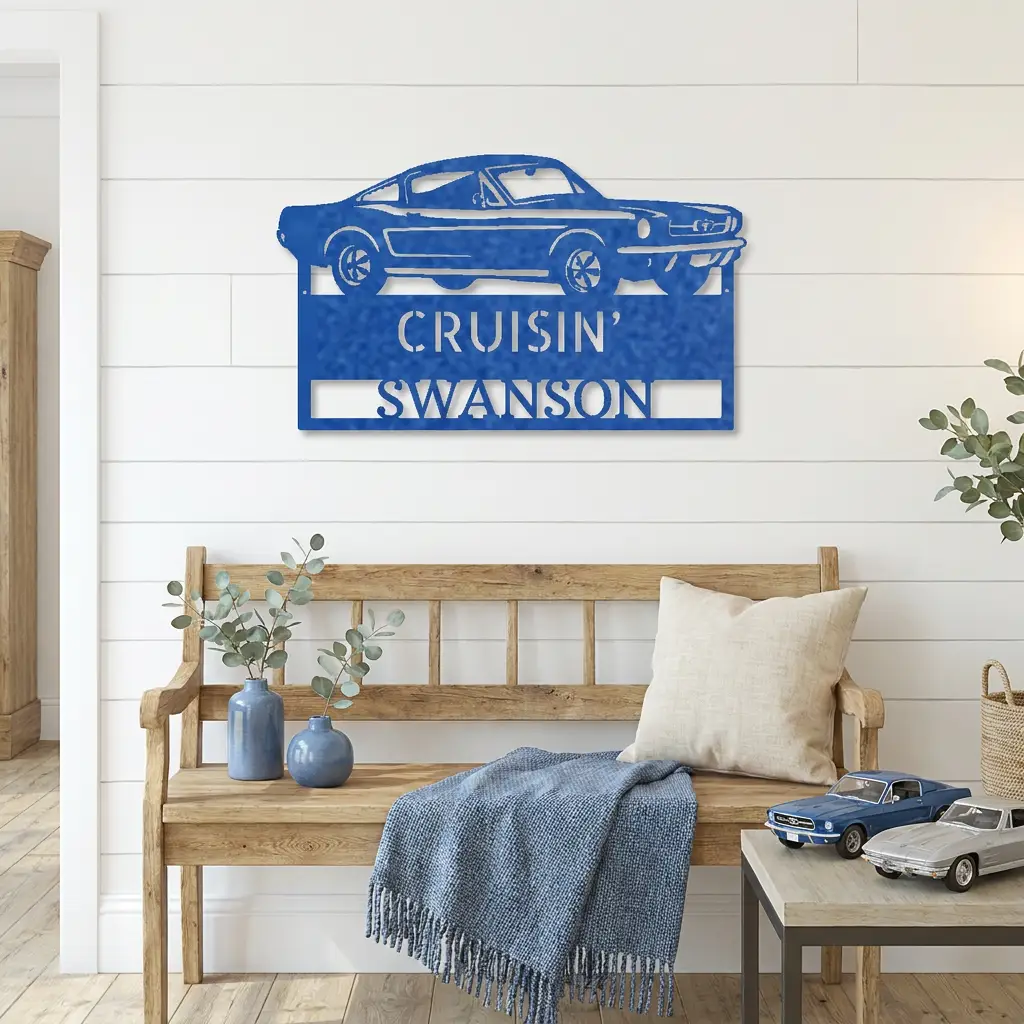 Classic Sports Car Personalized Metal Sign | Muscle Car Garage Wall Art | Custom Car Lover Gift | Made in USA