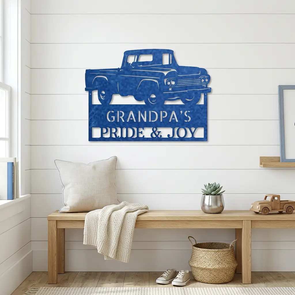 Classic Pickup Truck Personalized Metal Wall Art | Custom Vintage Truck Garage Sign | Rustic Farmhouse Truck Decor | Man Cave, Garage & Grandpa Gift | Made in USA