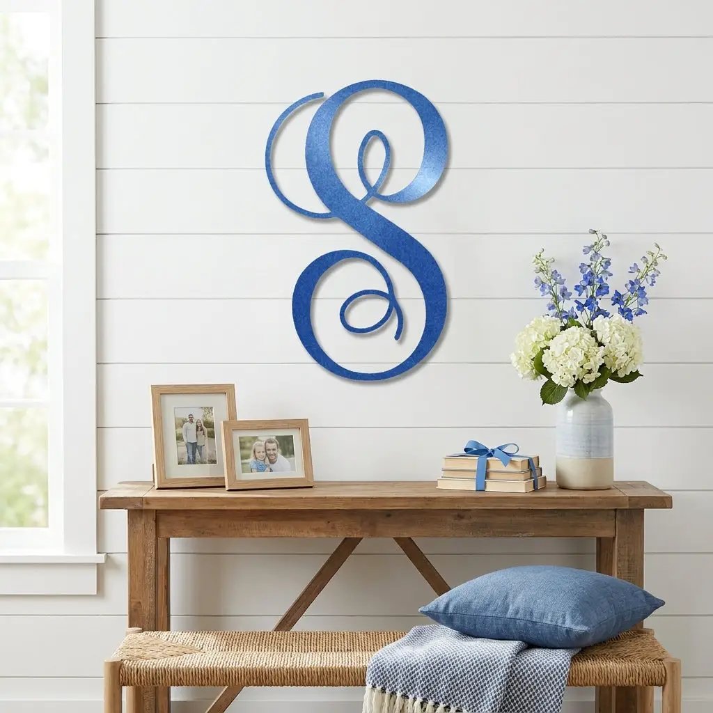Fancy Initial Custom Monogram Metal Wall Art