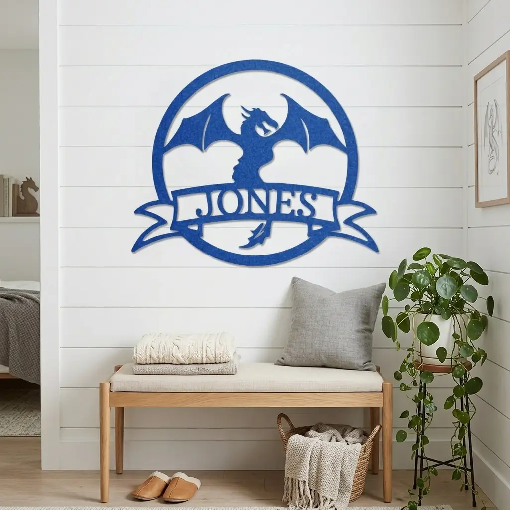 Dragon Banner Personalized Name Metal Art Wall Sign