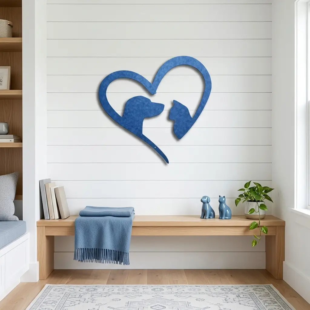 Dog & Cat Love Metal Wall Art | Pet Lover Heart Sign | Cat and Dog Wall Decor | Pet Memorial Gift | Animal Lover Home Decor | Made in USA