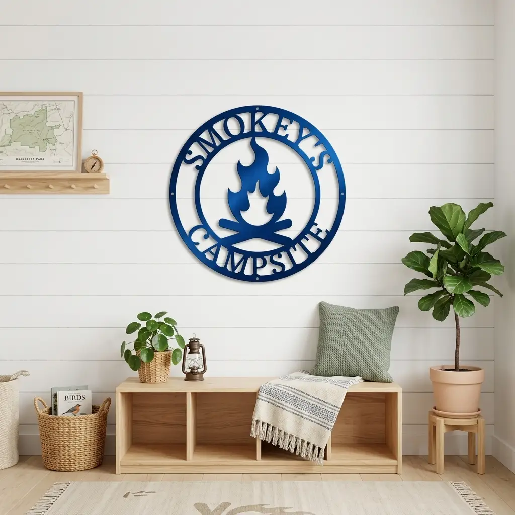 Campfire Custom Monogram Indoor Outdoor Steel Wall Sign Metal Art Home Décor