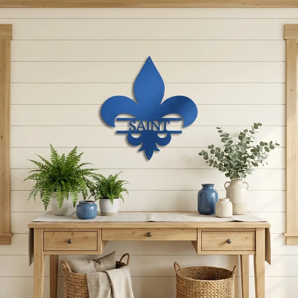 Personalized Fleur De Lis Metal Wall Art – Custom Name Sign – Louisiana Decor – Saints Inspired Wall Decor – Family Name Steel Sign