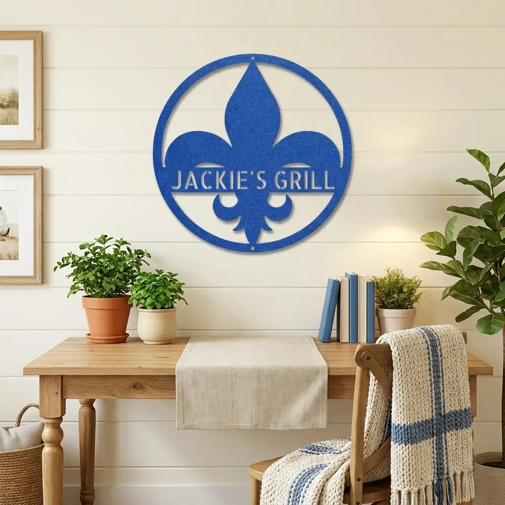 Personalized Fleur de Lis Metal Wall Art | Custom Name Metal Sign | French Country Decor | Family Name Sign | Made in USA