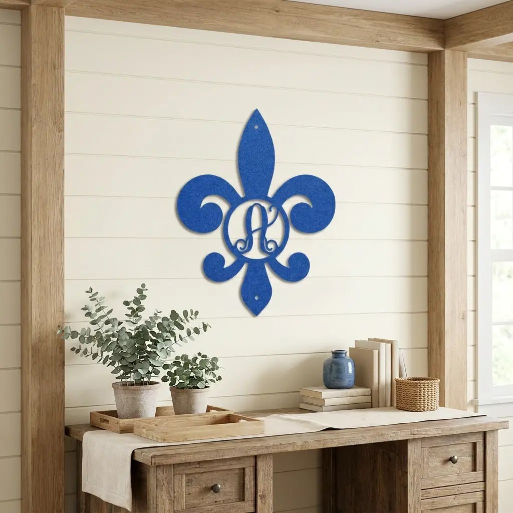 Fleur De Lis Personalized Initial Metal Art Wall Sign