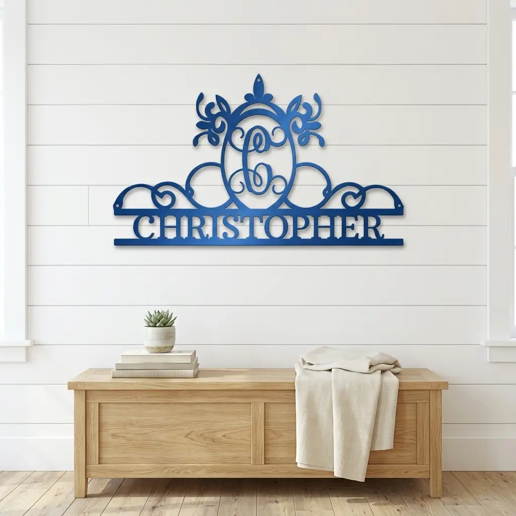 Initial and Name Custom Steel Wall Sign Metal Art