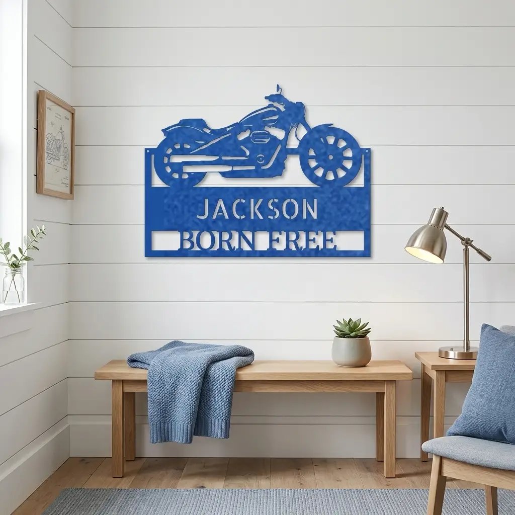Motorcycle Shop Custom Name Indoor Outdoor Steel Wall Sign
