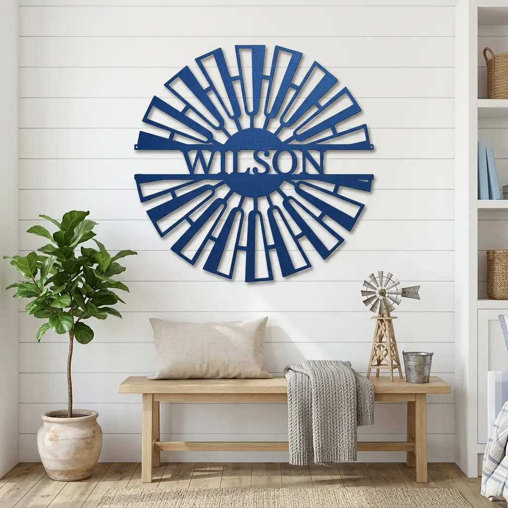 Windmill Custom Name Steel Wall Sign Metal Art