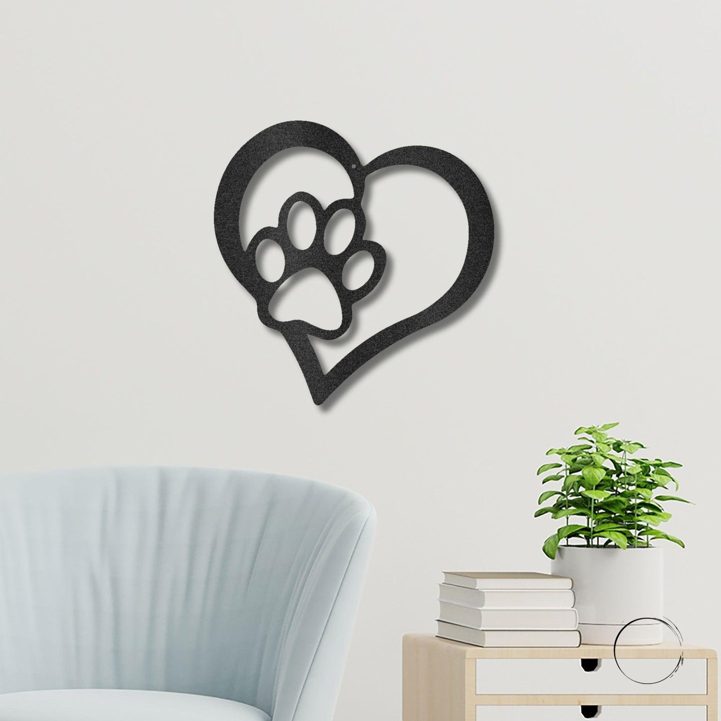 Puppy Love Paw Print Metal Art Wall Sign - Mallard Moon Gift Shop