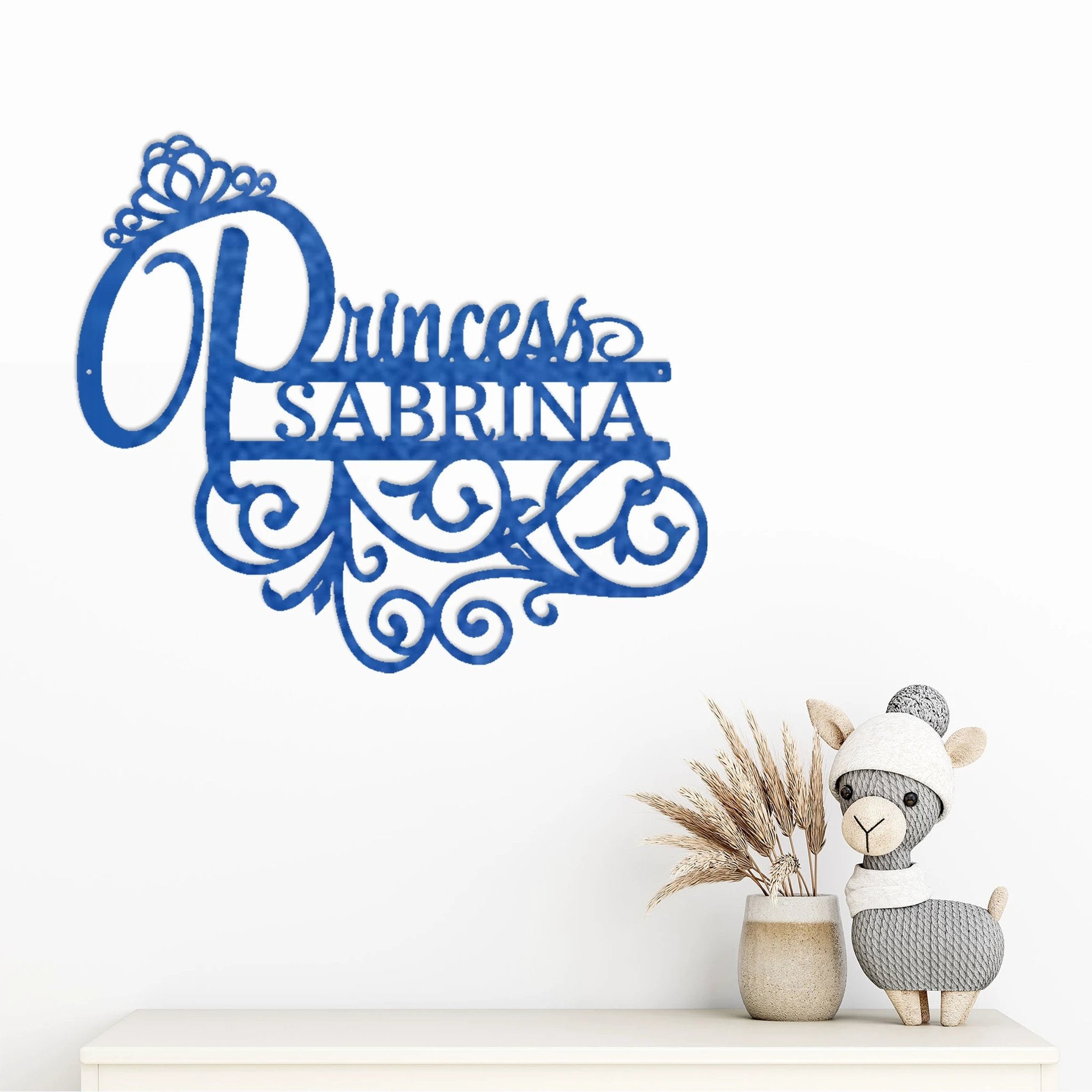 Personalized Princess Name Metal Sign Girls Room Decor Custom Name Wall Art Princess Nursery Decor Baby Girl Room Sign