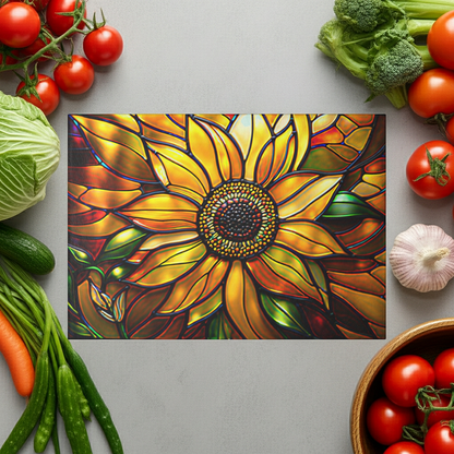 Vibrant Sunflower Glass Cutting Board, Kitchen Decor, Gift for Home Chefs, Unique Kitchen Accessories, Summer Gathering Decoration