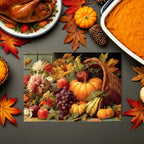 Autumn Harvest Glass Cutting Board — Cornucopia Pumpkins & Fall Fruit Kitchen Decor