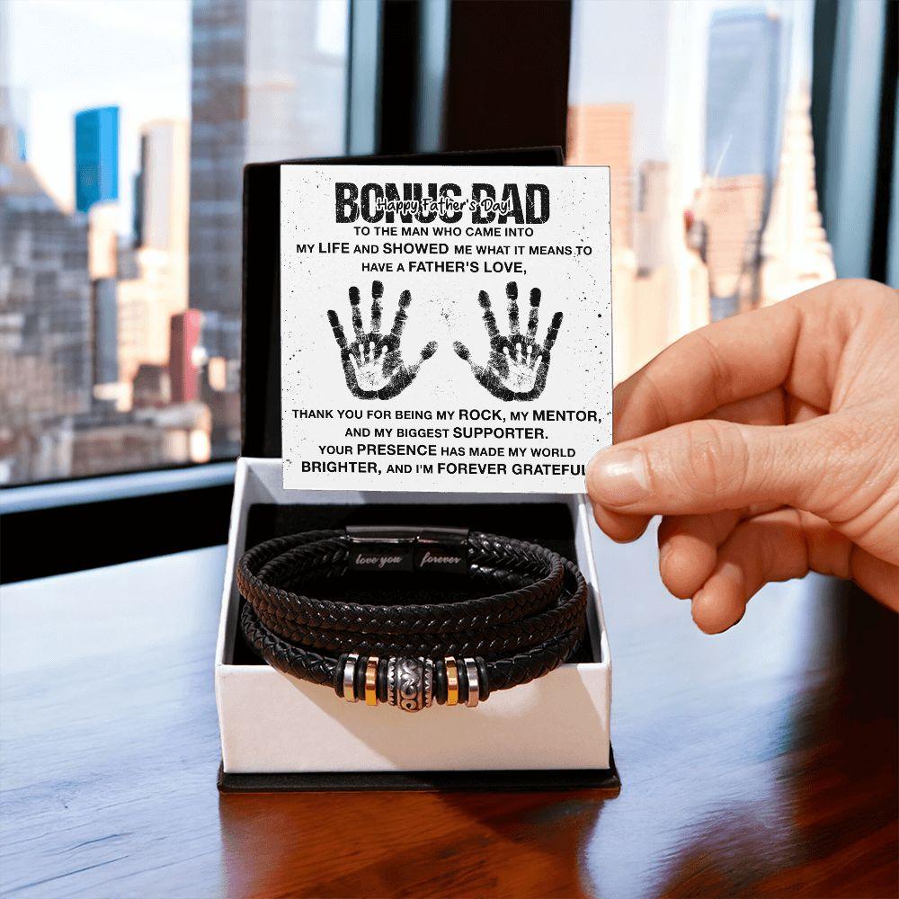 Bonus Dad Happy Father's Day You Are My Rock Leather Bracelet - Mallard Moon Gift Shop
