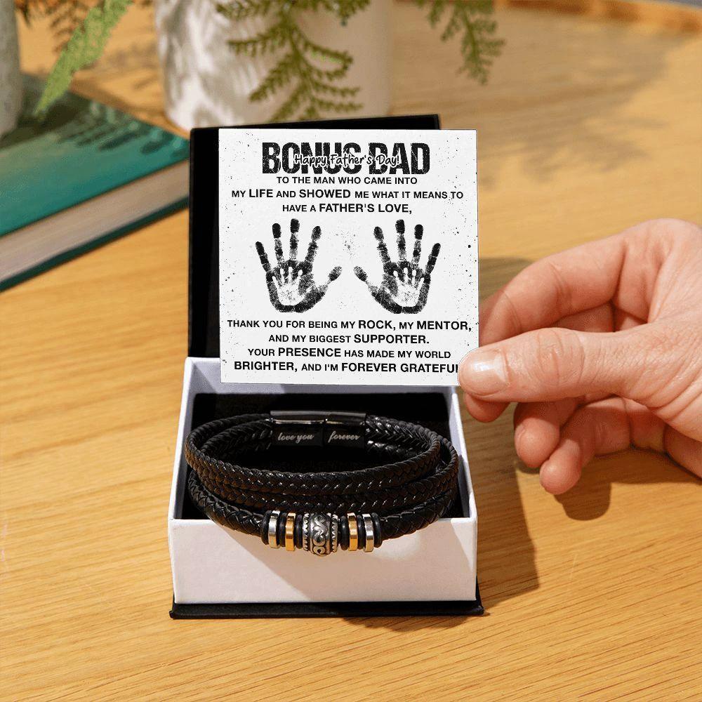 Bonus Dad Happy Father's Day You Are My Rock Leather Bracelet