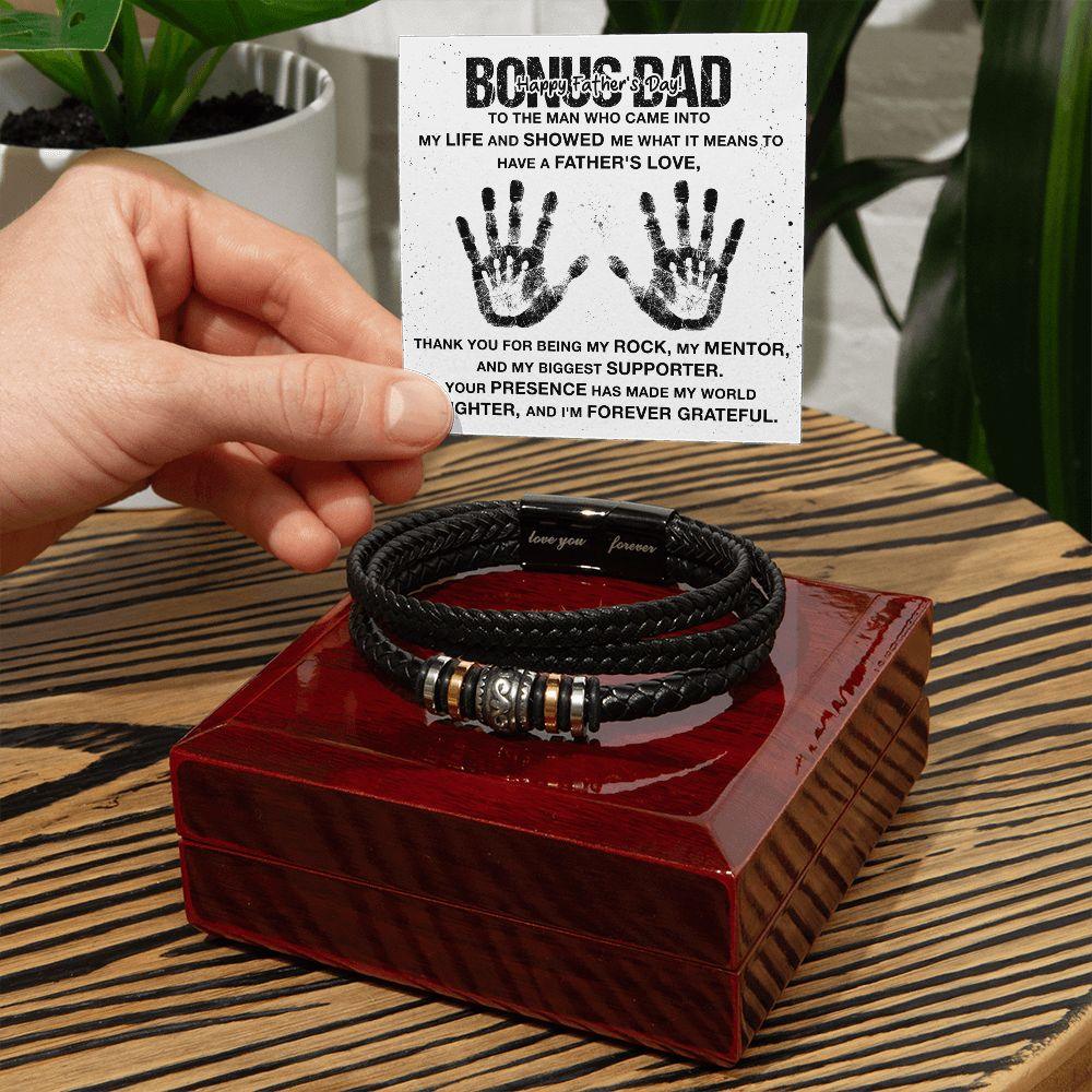 Bonus Dad Happy Father's Day You Are My Rock Leather Bracelet - Mallard Moon Gift Shop