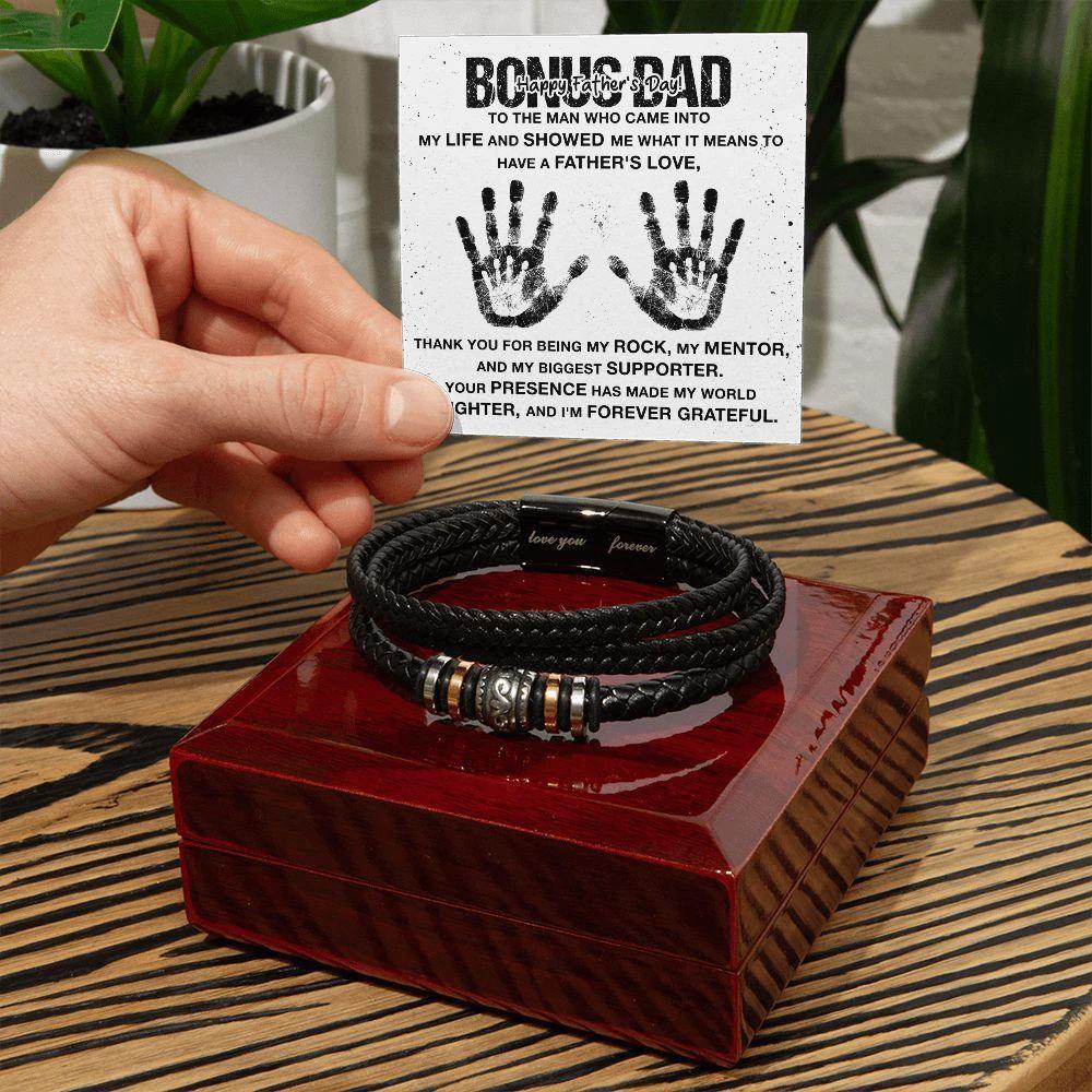 Bonus Dad Happy Father's Day You Are My Rock Leather Bracelet