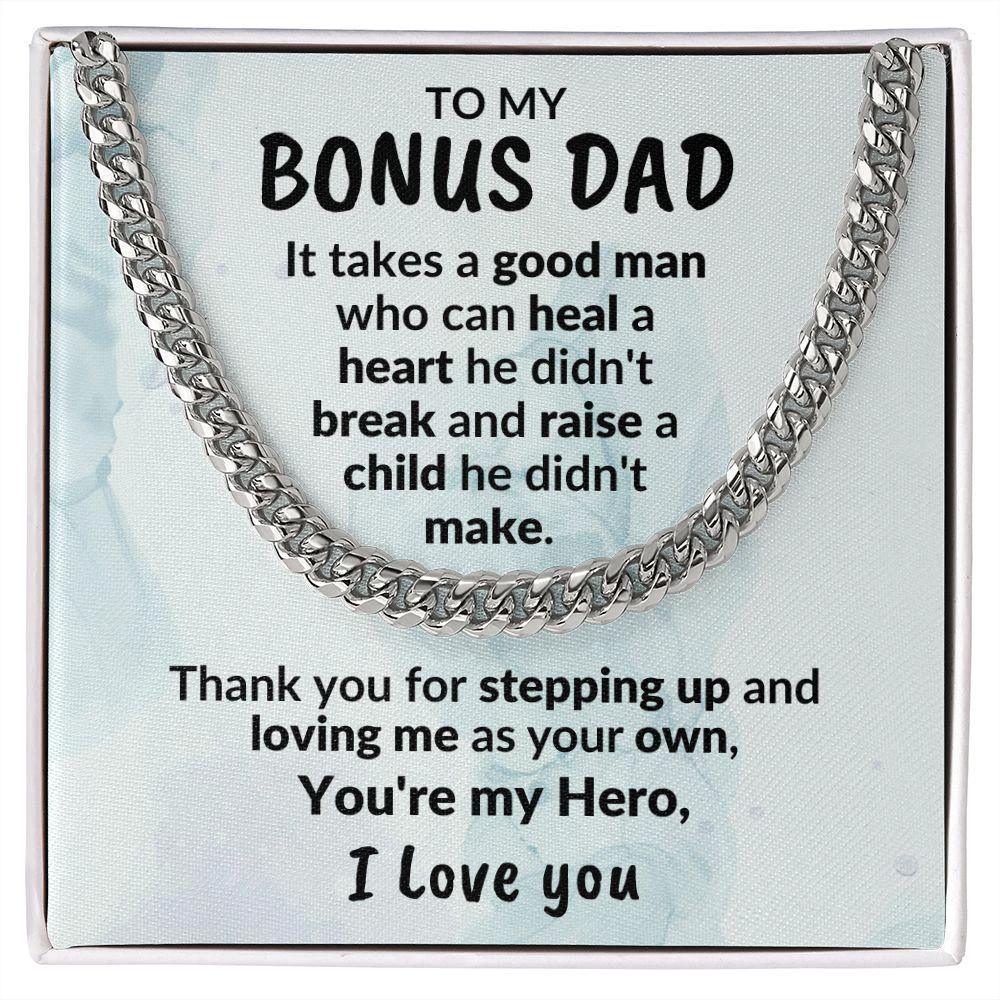 Bonus Dad Thanks for Stepping Up Cuban Link Chain Necklace