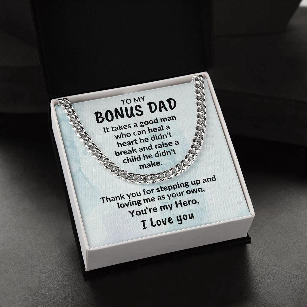 Bonus Dad Thanks for Stepping Up Cuban Link Chain Necklace
