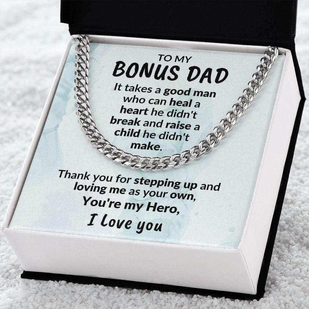 Bonus Dad Thanks for Stepping Up Cuban Link Chain Necklace
