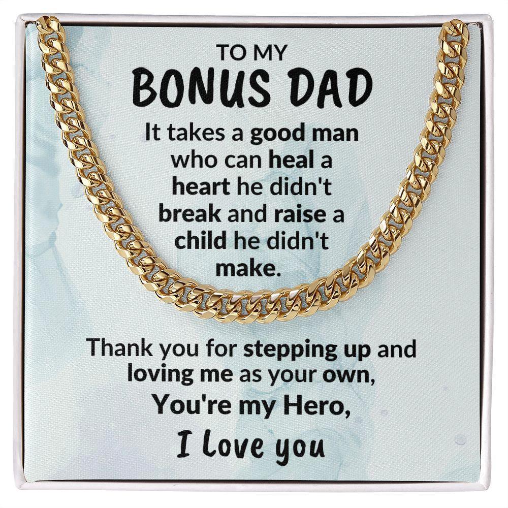 Bonus Dad Thanks for Stepping Up Cuban Link Chain Necklace