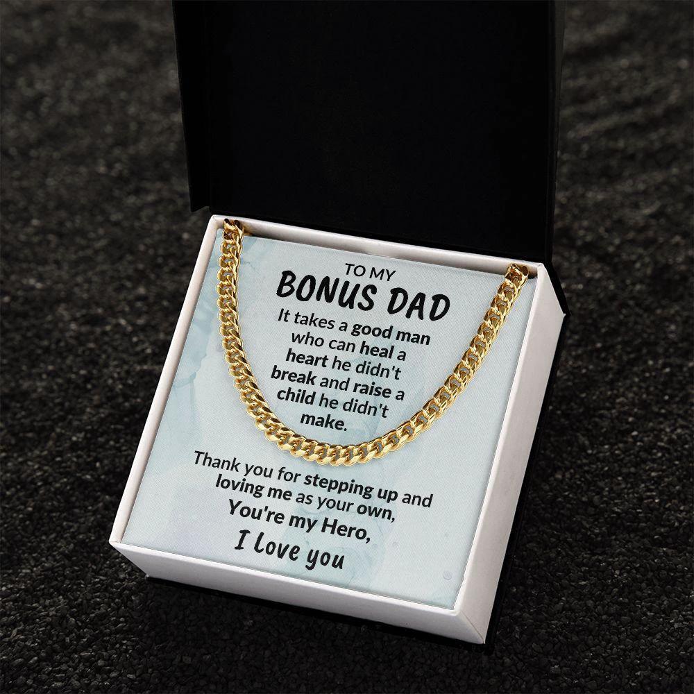Bonus Dad Thanks for Stepping Up Cuban Link Chain Necklace