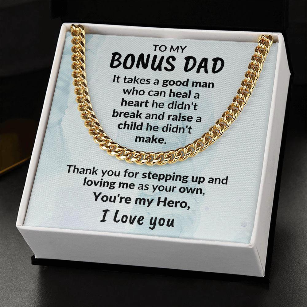 Bonus Dad Thanks for Stepping Up Cuban Link Chain Necklace