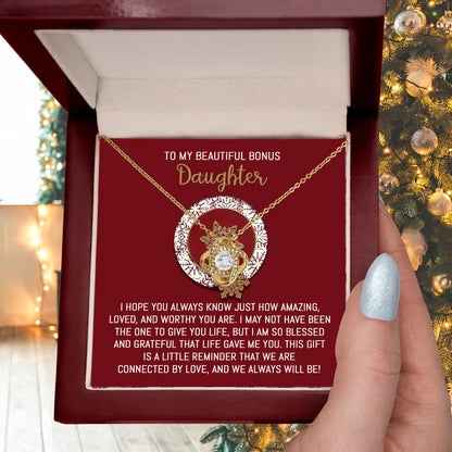 Gift for Bonus Daughter - Always Will Be - Love Knot Pendant Necklace - Mallard Moon Gift Shop