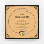 Bonus Daughter Gifts, To My Bonus Daughter Remember, you will never lose. You will either WIN or LEARN, Keepsake Sunflower Bracelet For Bonus Daughter Card, Birthday Christmas Gifts Ideas For Bonus Daughter X-mas Gifts