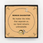 Bonus Daughter Long Distance Relationship Gifts, No matter the miles that separate us, Cute Love Sunflower Bracelet For Bonus Daughter, Birthday Christmas Unique Gifts For Bonus Daughter