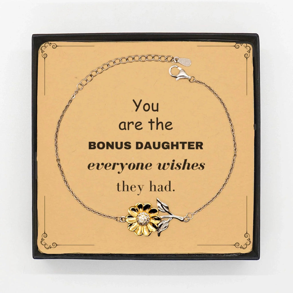 Bonus Daughter Sunflower Bracelet, Everyone wishes they had, Inspirational Bracelet For Bonus Daughter, Bonus Daughter Gifts, Birthday Christmas Unique Gifts For Bonus Daughter