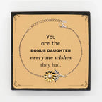 Bonus Daughter Sunflower Bracelet, Everyone wishes they had, Inspirational Bracelet For Bonus Daughter, Bonus Daughter Gifts, Birthday Christmas Unique Gifts For Bonus Daughter
