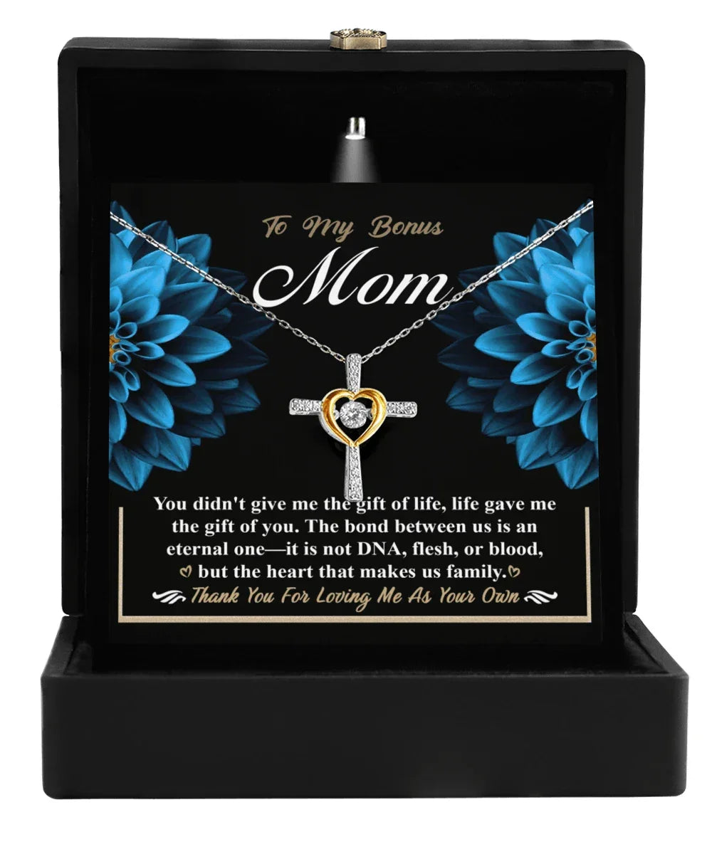 Bonus Mom Cross Pendant Necklace Thank You For Loving Me As Your Own