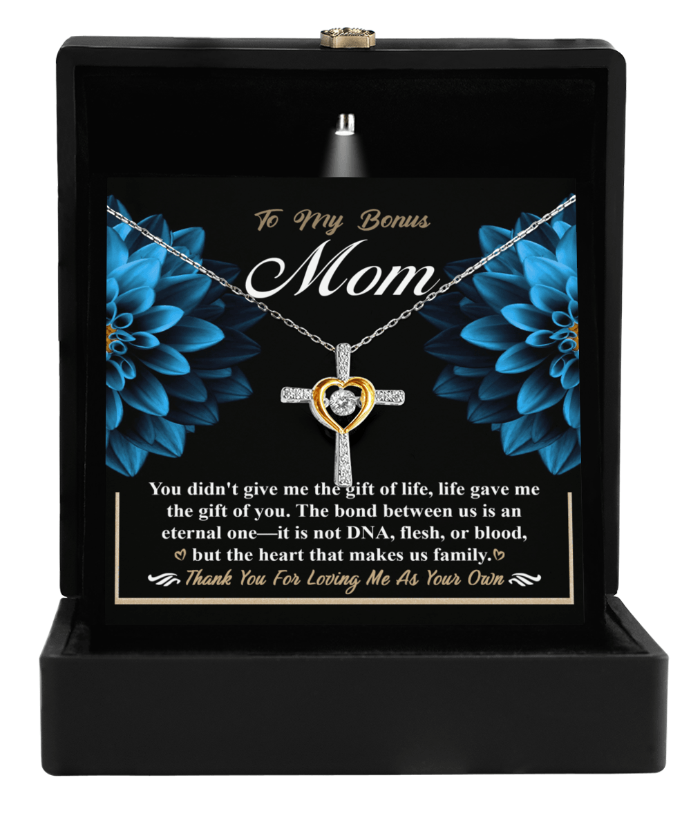 Bonus Mom Cross Pendant Necklace Thank You For Loving Me As Your Own - Mallard Moon Gift Shop