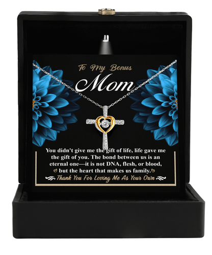 Bonus Mom Cross Pendant Necklace Thank You For Loving Me As Your Own - Mallard Moon Gift Shop